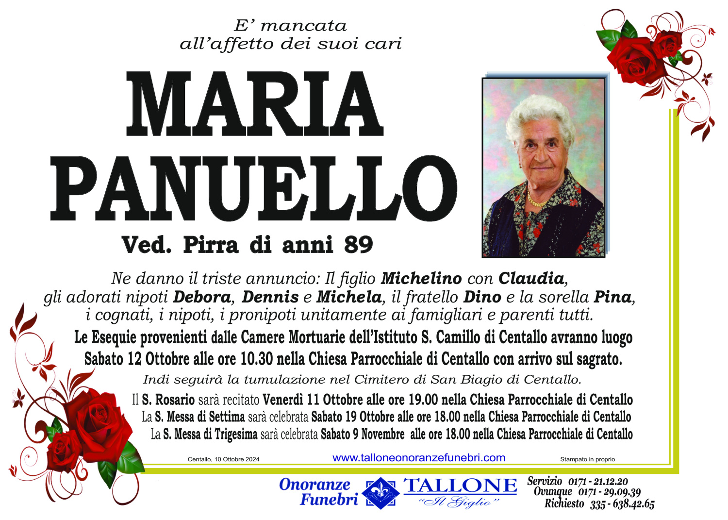 Maria Panuello<small class='fs-20'><br/>Ved. Pirra</small>